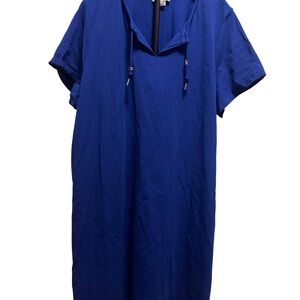 Calvin Klein Cobalt Blue Short-Sleeve Midi Shift Dress